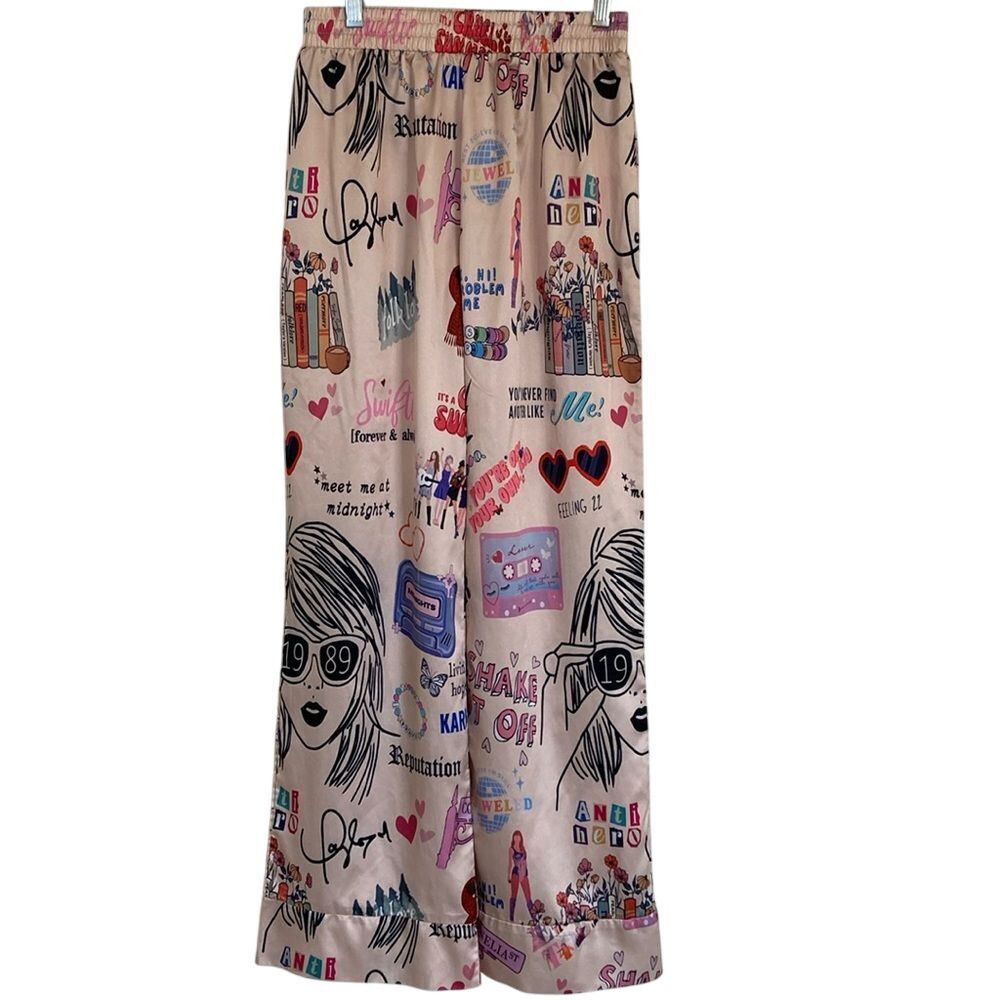 Taylor Womens Eras Albums Printed‎ Satin Sleep Pants Size S